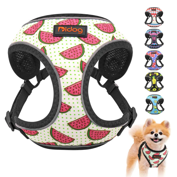 SHOPETS Nylon Reflective Printed French Bulldog Harness for Small to Medium Dogs and Cats