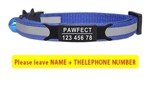 Pets-Shop. Blue personalized pet collar with space for a name and phone number. Shopets-Amazon.