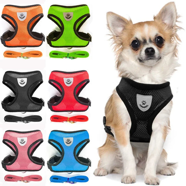 SHOPETS Pet Harness and Leash Set - Soft Mesh Breathable Adjustable Vest for Dogs and Cats