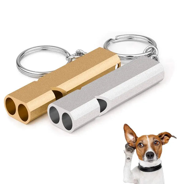 SHOPETS Aluminum Pet Training Whistle - Two-Tone Training Tool for Dogs, Cats, and Birds