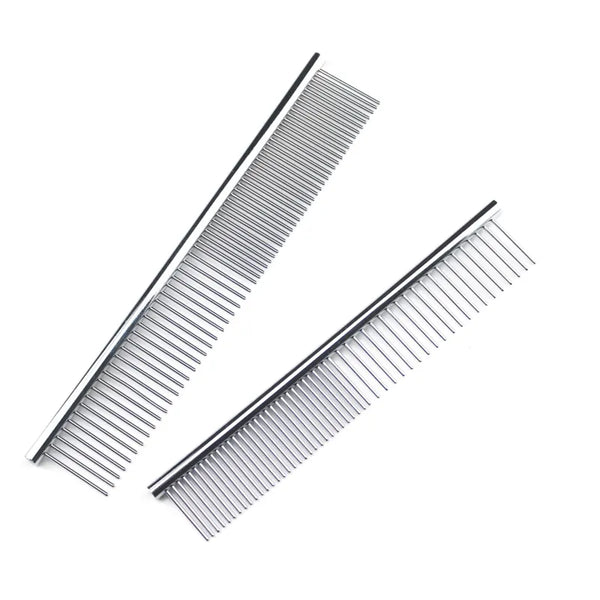 SHOPETS Stainless Steel Dog Comb for Long Thick Hair Fur Removal - 16/19cm Lightweight Grooming Comb for Shaggy Dogs and Cats