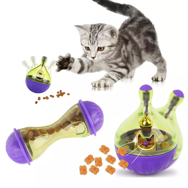 SHOPETS Interactive Cat Food Feeding Treat Ball Toy - Tumbler IQ Play Game Bowl Toy for Cats - Pet Supplies for Kitties and Puppies