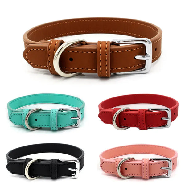 SHOPETS Dog Cat PU Leather Collar for Small Dogs - Affordable Comfortable Adjustable Pet Accessories