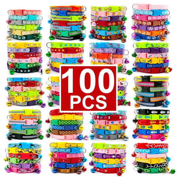 Pets-Shop. A vibrant collection of 100 variously designed pet collars in multiple colors stacked in rows. Shopets-Amazon.