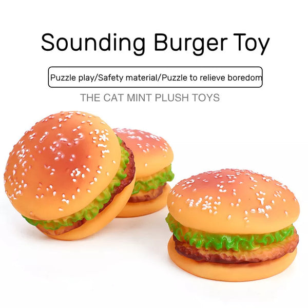 SHOPETS Dog Hamburger Toy: Non-Toxic Silicone Chew Toy for Pets, Training and Play