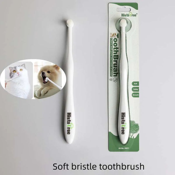 Pets-Shop Soft bristle toothbrush for pets, with package and a cat and dog image inset, displayed on a light background. Shopets-Amazon.