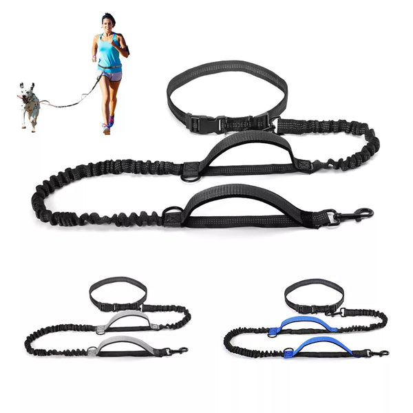 SHOPETS Retractable Hands-Free Dog Leash for Running - High-Quality Dual-Handle Bungee Leash with Reflective Features, Suitable for Large Dogs