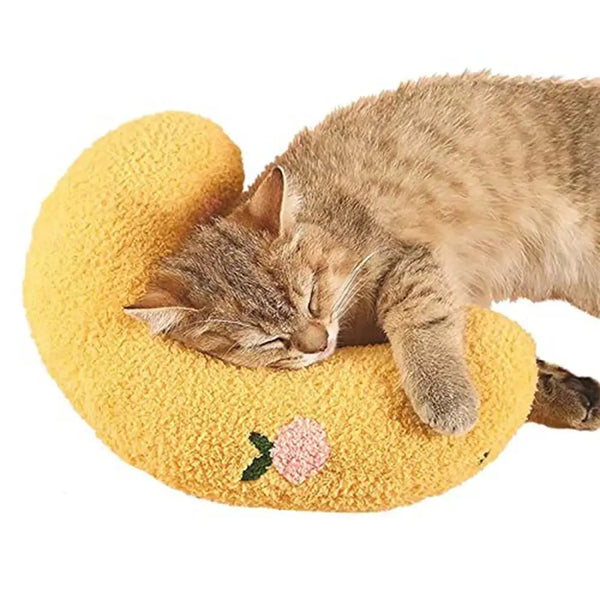 SHOPETS Pet Sleeping Pillow: Ultra Soft Fluffy U-shaped Dog Cat Calming Toy