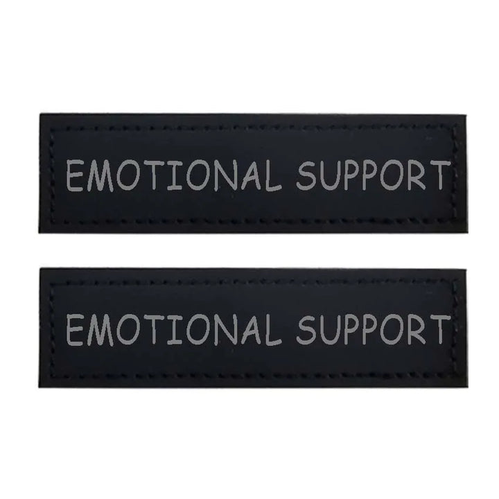 Pets-Shop. Two black patches with "EMOTIONAL SUPPORT" written in white letters. Shopets-Amazon.