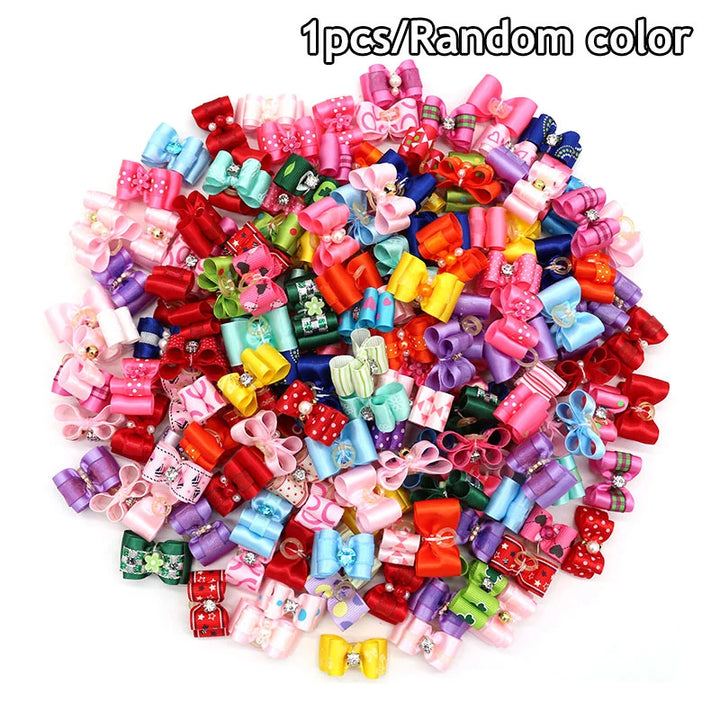 Pets-Shop: A colorful assortment of small, variously shaped pet hair bows in multiple colors. Shopets-Amazon.