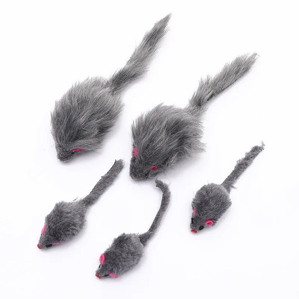 SHOPETS 5Pcs Plush Catnip Mouse Teaser Toy for Cats in Random Color