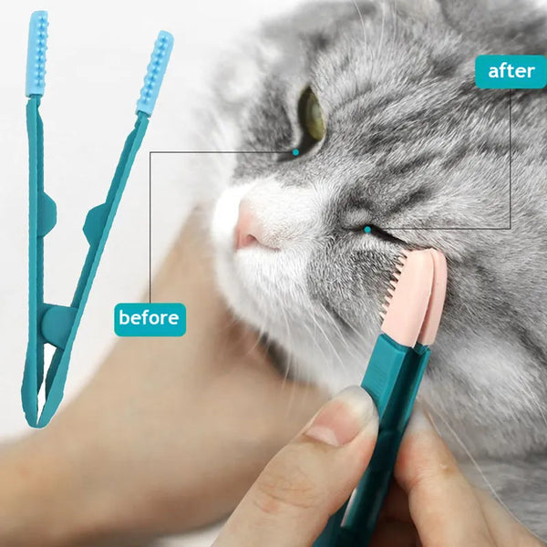 SHOPETS Eye Cleaning Brush Comb for Pets - Gentle Tear Stain Remover and Grooming Tool - Effective Eye Wipe Cleaner for Small Cats and Dogs