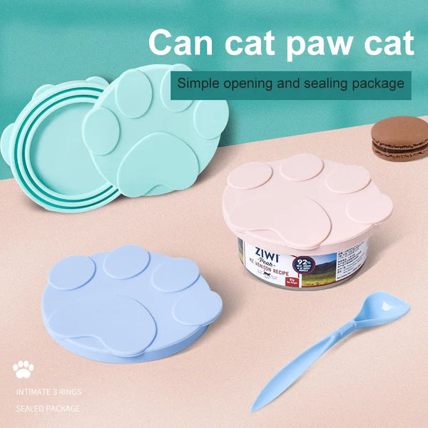 SHOPETS Portable Silicone Dog Cat Canned Lid 2-in-1 Food Sealer Spoon Pet Food Cover