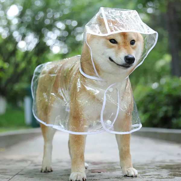 SHOPETS Pet Dog Puppy Transparent Raincoat Waterproof Jacket Hooded Clothes