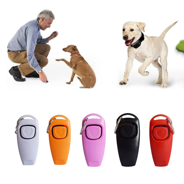 SHOPETS 2-in-1 Dog Training Whistle and Clicker Guide with Key Ring