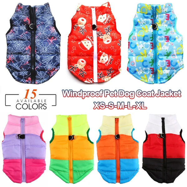 Pets-Shop variety of colorful windproof pet dog coat jackets in different sizes XS to XL. Shopets-Amazon