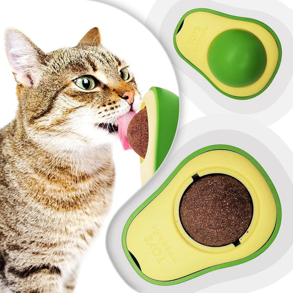 SHOPETS Cat Avocado Catnip Squash Licking Ball - Rotatable Self-pleasure Nibbling Toy