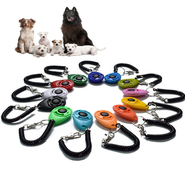 SHOPETS Dog Training Clicker with Adjustable Wrist Strap for Dogs and Cats - Pet Trainer Aid Tool Sound Key Chain - Plastic Training Clicker for Pets