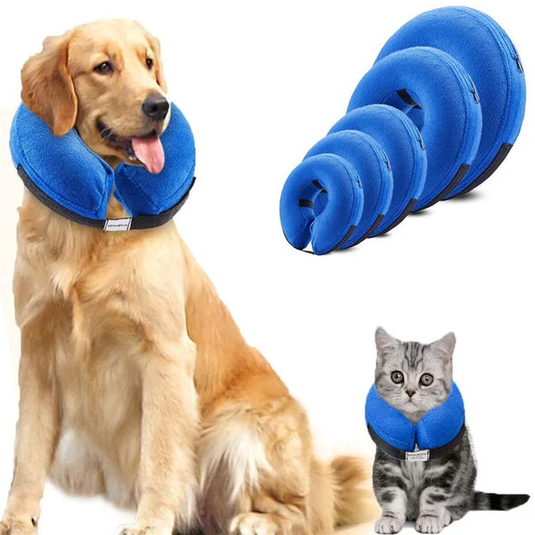 SHOPETS Elizabethan Collar Inflatable Pet Cone for Dogs and Cats - Soft E-Collar for Surgery Recovery