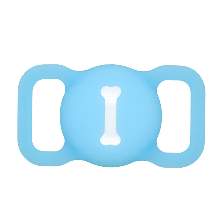 Pets-Shop Blue silicone dog chew toy shaped like a bone with two large handle openings against a white background. Shopets-Amazon.