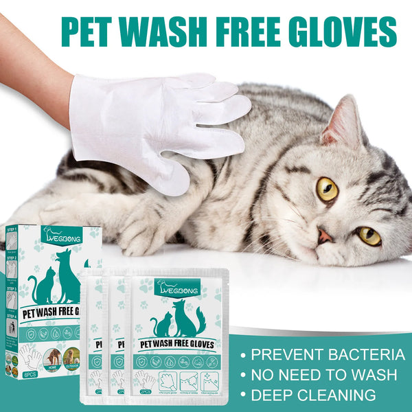 SHOPETS Pet Disposable Cleaning Gloves - Pack of 2/6 - Wash Free Cats Dogs SPA Bath Supplies - Massage, Non Woven Fabric, No Rinse Eye Wipe Gloves