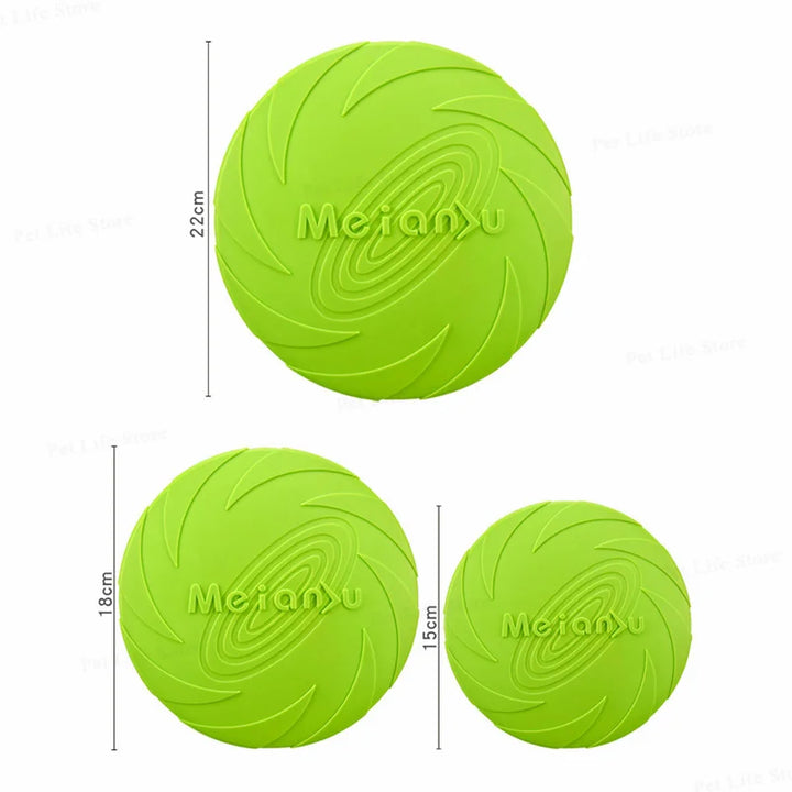 Pets-Shop. Three sizes of green MerjanU brand pet balls with dimensions. Shopets-Amazon.